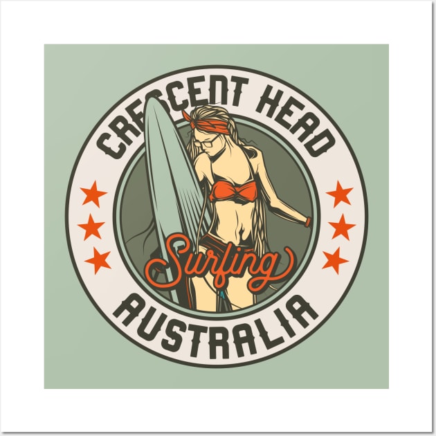 Vintage Surfing Badge for Crescent Head, Australia Wall Art by SLAG_Creative